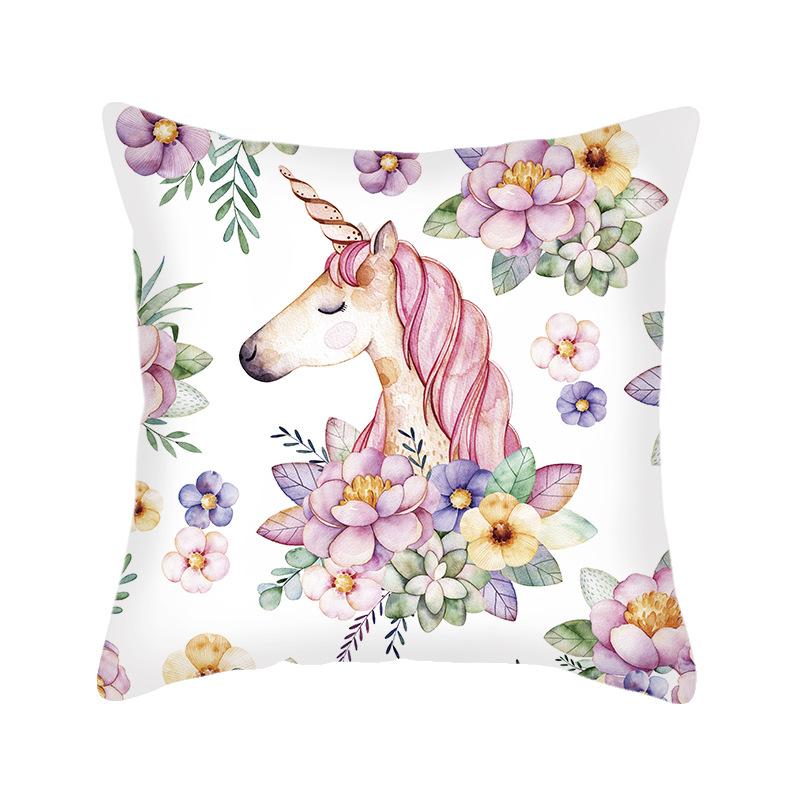 Unicorn Pillowcase 40x40cm Linen Cushion Cover, Unicorn Gift for Girls Or Boys Throw Pillow Covers Decorative Pillows