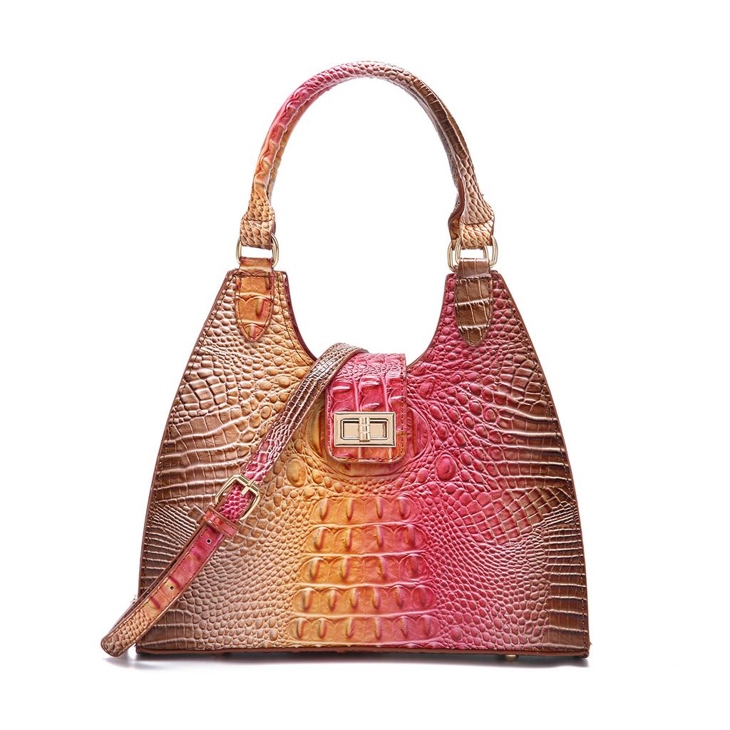 European and American Retro Independent Station Hand-held Armpit Bag French Stick Women's Bag Crocodile Pattern Brahmin