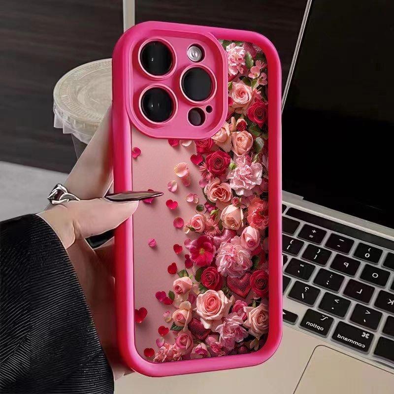Creative Rose Heart Petal Pattern Phone Cases For iPhone 17 16 15 14 13 12 11 Pro Max XS X XR 7 8 Plus 16E 17 Air Silicone Cover