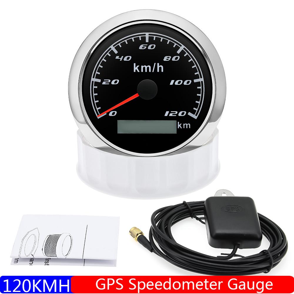 

7 цветов света 60/120 км/ч 85 мм GPS спидометр датчик мотоцикла лодки автомобиля грузовика датчик скорости метр с GPS антенной водонепроницаемый 9-32 В