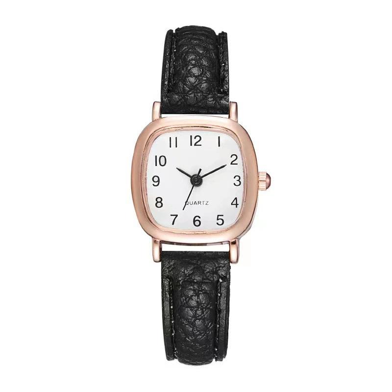 Vierkante Dames Eenvoudige Kleine Wijzerplaat Studentenhorloges Vintage Band Quartz Polshorloge
