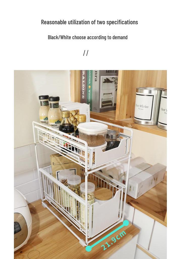 Étagère de Rangement de Salle de Bain à Tiroirs Double Couche