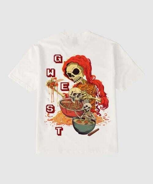 G West Oversized Premium Noodle Skeleton T-Shirt - Gwgtl7006 - 4 Colors L