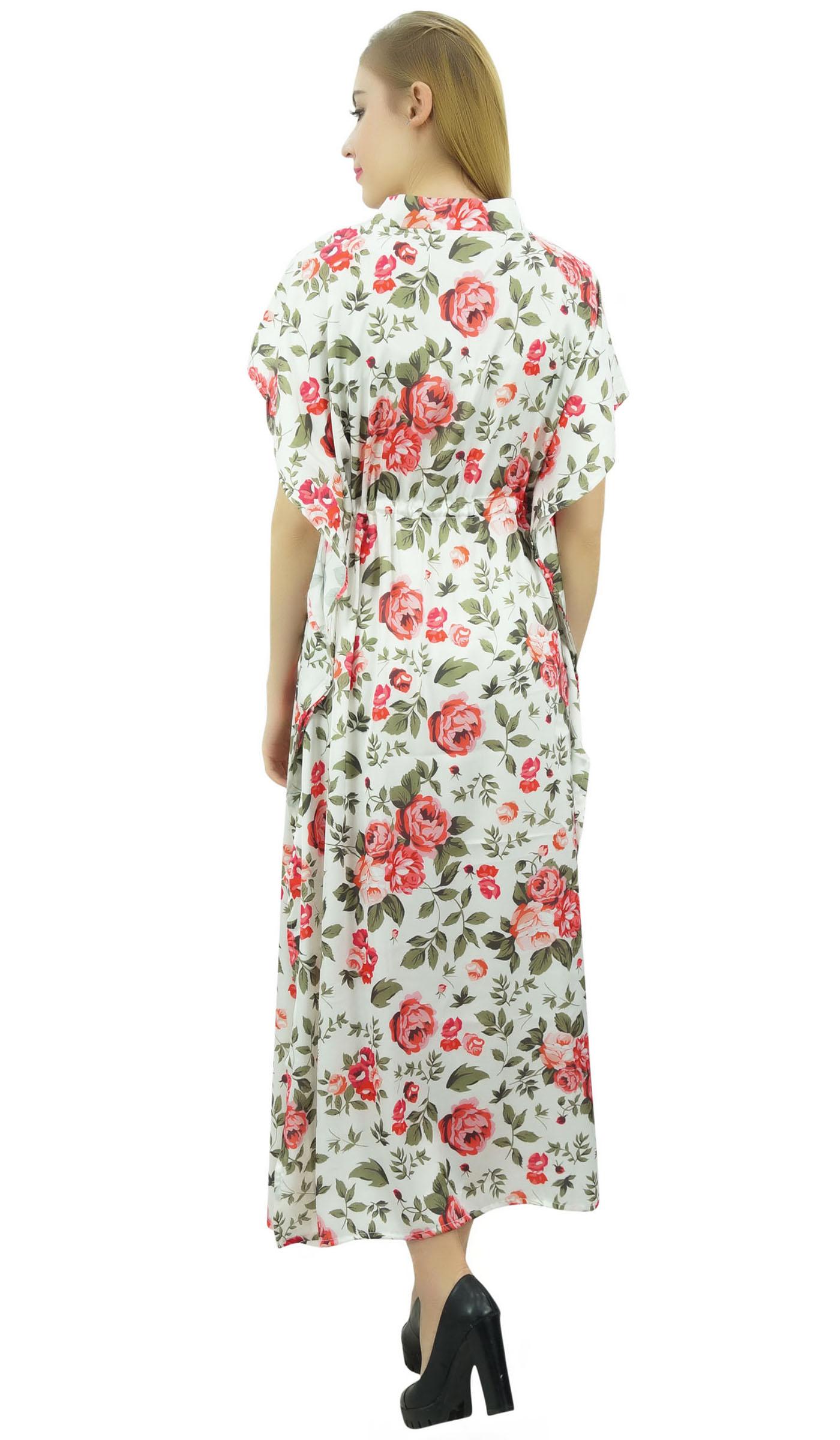 

Bimba Women s Long Satin Floral Blue Maxi Drawstring Kaftan Bridesmaid Gift - 8 білий