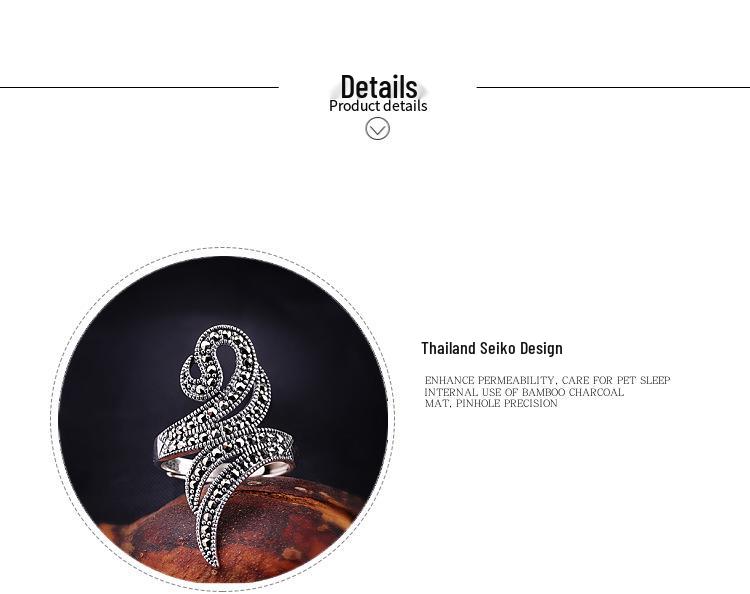 Women's Handmade Thai S925 Silver Jewelry: Marcasite Ring