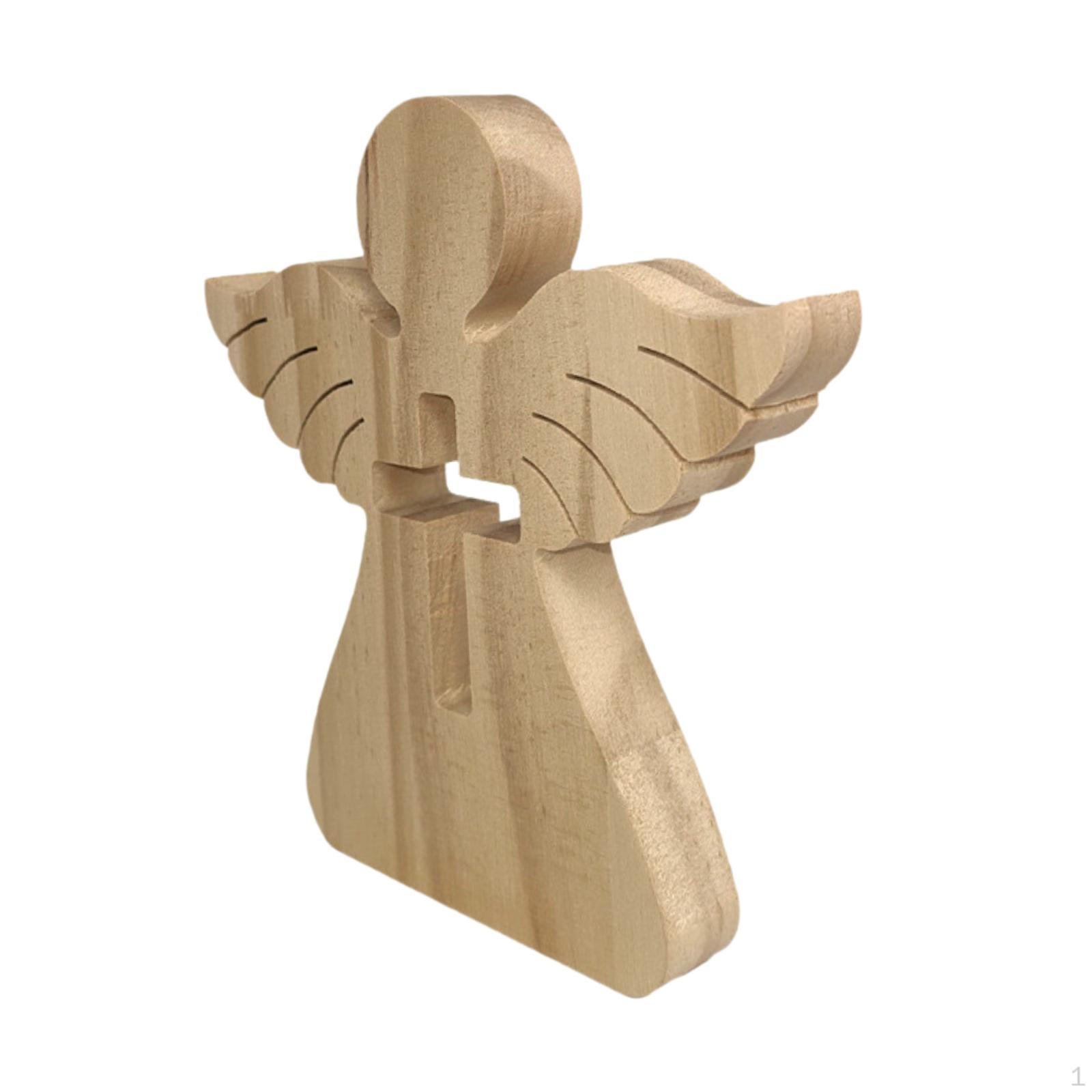 

Резная деревянная фигурка ангела, статуэтка ангела, украшение рабочего стола, христианский религиозный подарок, домашний декор Cross