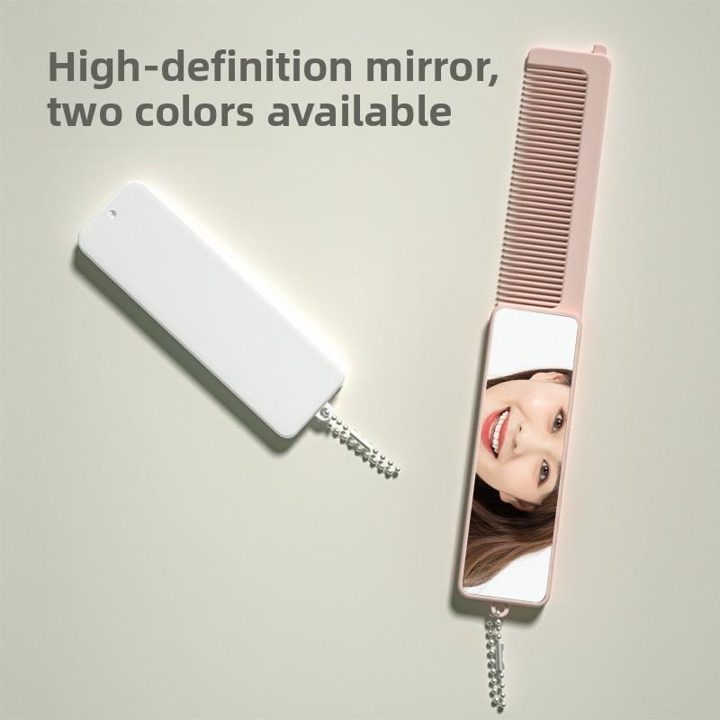 1PCS Portable Small Mirror Portable Mini Mirror and Comb Integrated Folding Mirror for Makeup Touch-up and Dressing with Built-in Makeup Mirror