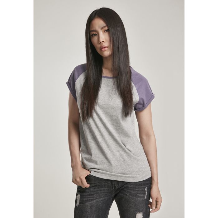 T-shirt femme - Urban Classic - Contrat raglan - Gris/Blanc - Manches courtes - Oversize