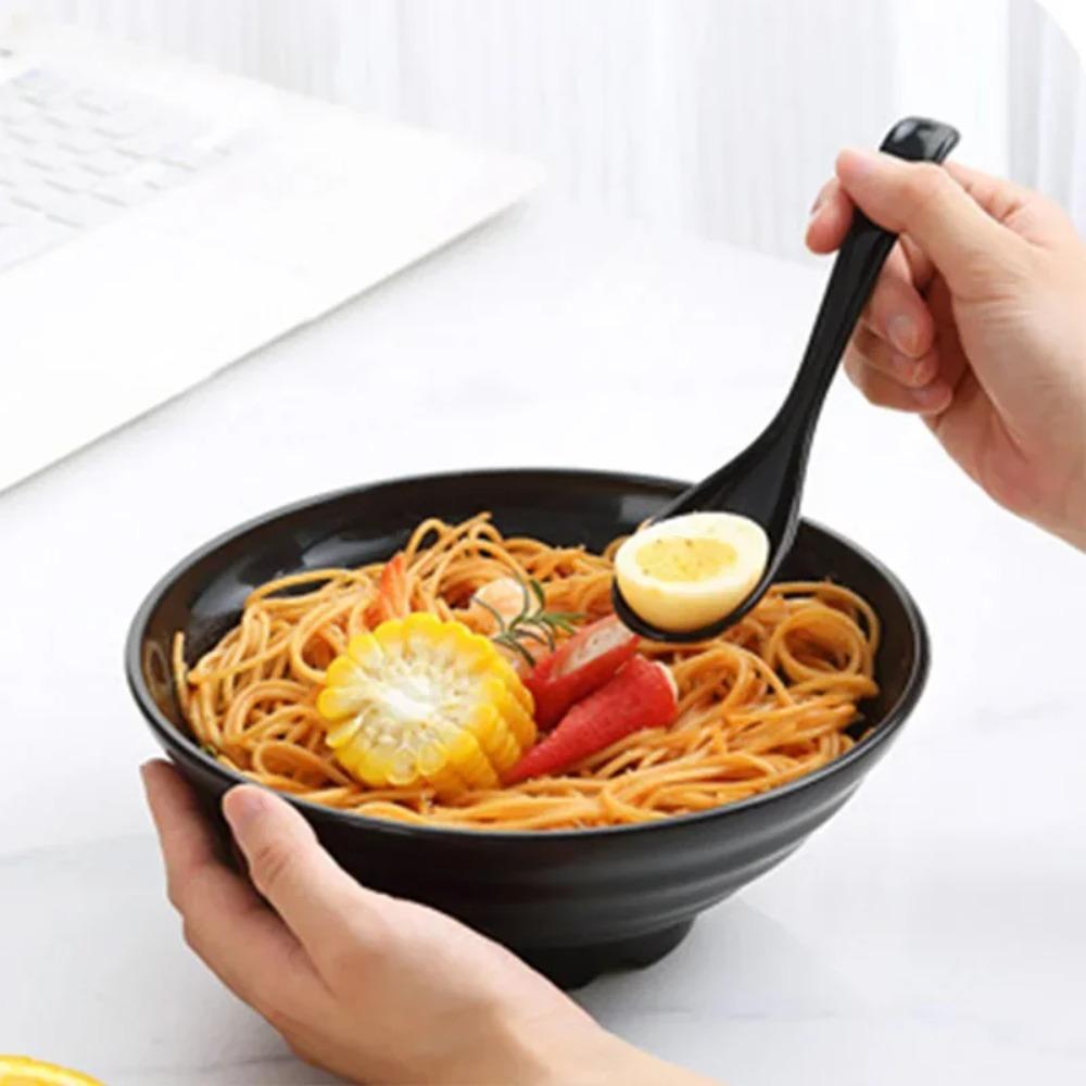 Black Ramen Bowl Plastic Thickened Instant Noodle Bowl Antifall Salad Bowl High Temperature Resistance Durability Home Tableware