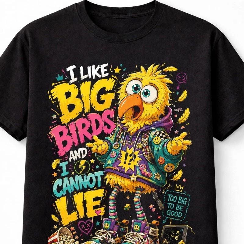 I Like Big Birds Big Bird Cartoon Meme Graphic Retro Unisex TShirt S