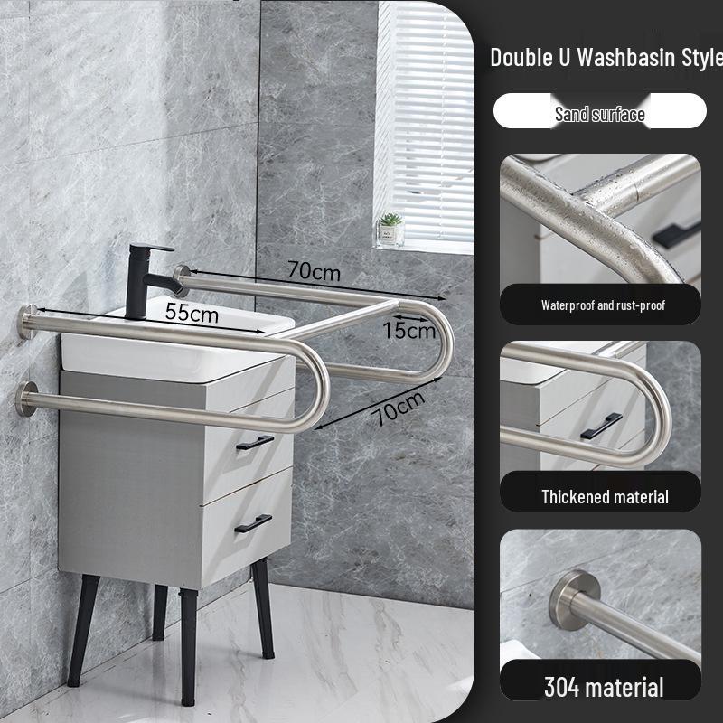 304 Stainless Steel U-Shaped Grab Bar: Safe, Accessible Bathroom Handrail for Elderly