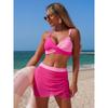 Women's Swimsuit, Patchwork Swimsuit, Deep V-neck, Two-piece Swimsuit, Mesh Skirt Sports Swimsuit