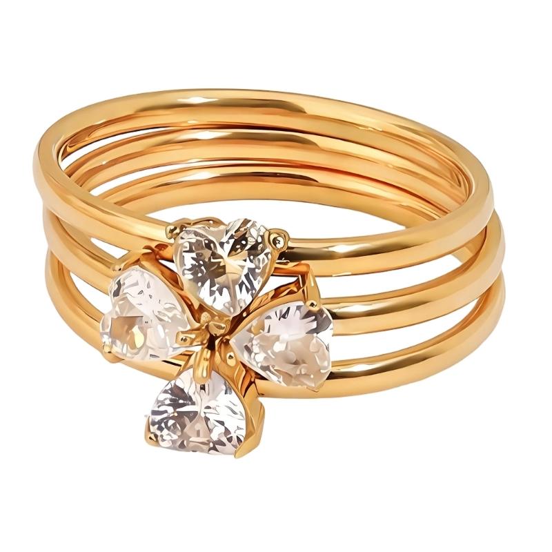 

Romance Love And Luck Inspired Stacking Ring Set Sturdy Stainless Steel Dainty Minimalist Stacking Bands Adornment
