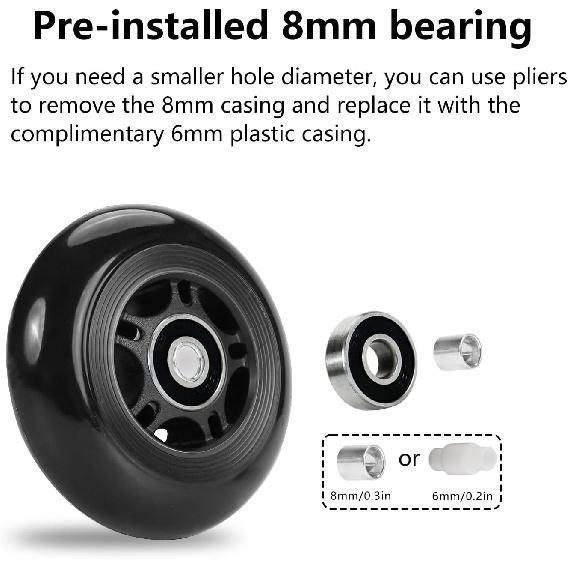 Inline Skate Wheels: 72mm 76mm 80mm Roller Hockey Blade Replacement Wheels with ABEC 9 Bearing for Indoor Outdoor (8 Pack) (80 Mm)