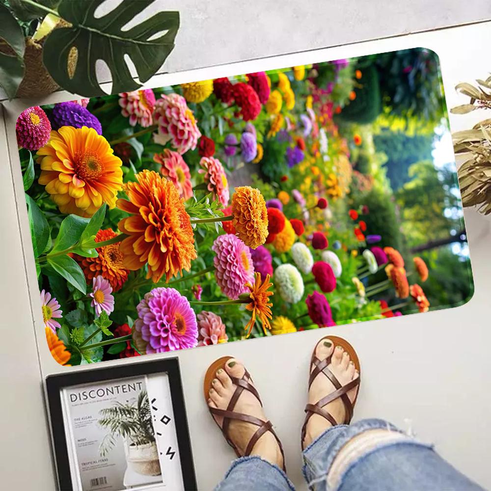 Enchanting Flowers Door Mat with Suitable for Soft In Bedrooms Living Rooms Garden Entrances Room Decor Indoor and Outdoor Use