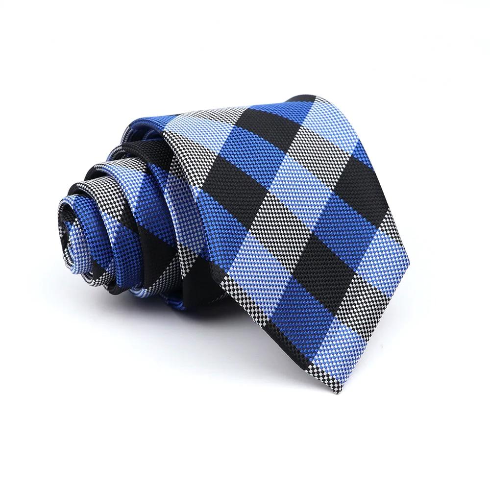 Krawat męski krawat w kratę zielony fioletowy niebieski krawat ślubny biznesowy kołnierzyk dla pana młodego akcesoria prezent