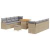 Ensemble de 11 Pièces de Canapé de Jardin avec Coussins Beige Rattan Synthétique Acacia, Canapé de Jardin 2 Places 3364187