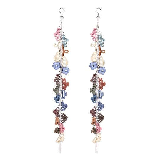 Boho Hair Clip Organizer Braided Vertical Hair Claw Holder with 20 Metal