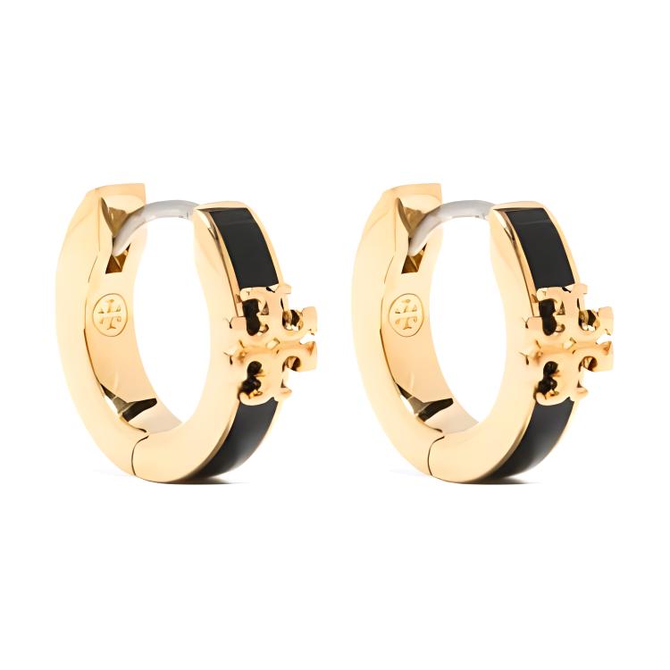Tory Burch Logo Design Brass Enamel Cubic Zirconia Earrings Women earrings Gold 155515720T F,Gold