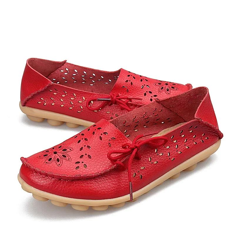 Casual Sneakers Women Women's Shoes Women Flats Genuine Leather Shoes Slip On Loafers Women Soft Nurse Shoes Plus Size 35-44