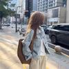 2025 Korean Style Loose Blue Denim Jacket - Women's Versatile Long Sleeve Top