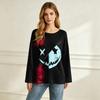 Women's Long Sleeve Halloween Print Crewneck Knit Pullover Sweater for Casual Daily Wear