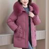 Real Fur Collar Middle-aged Women's Winter Down Coats Hooded Plus Size XL-6XL Thick Warm White Duck Down Jackets for Women Clothes