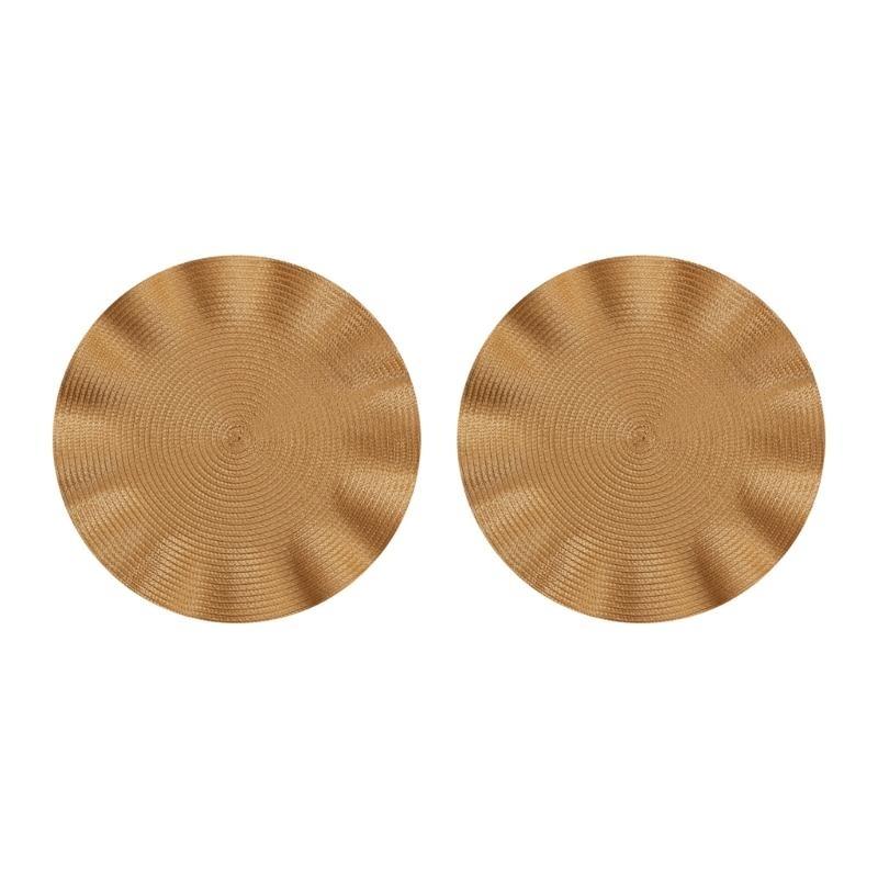 Pack of 2 Practical Placemats with Elegant Ruffled Edges for Dining Decoration золотой