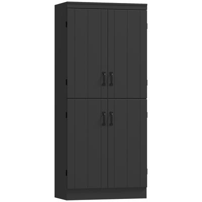 Tall Kitchen Buffet, Kitchen Cabinet with 4 Doors, 6 Tiers and Adjustable Shelves, 76 X 40 X 176.7 Cm, Black
