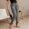 Women Cargo Pants Pure Color Mid-rise Button Zipper Closure Casual Trousers Multi Pockets Design Elastic Cuffs Long Pants