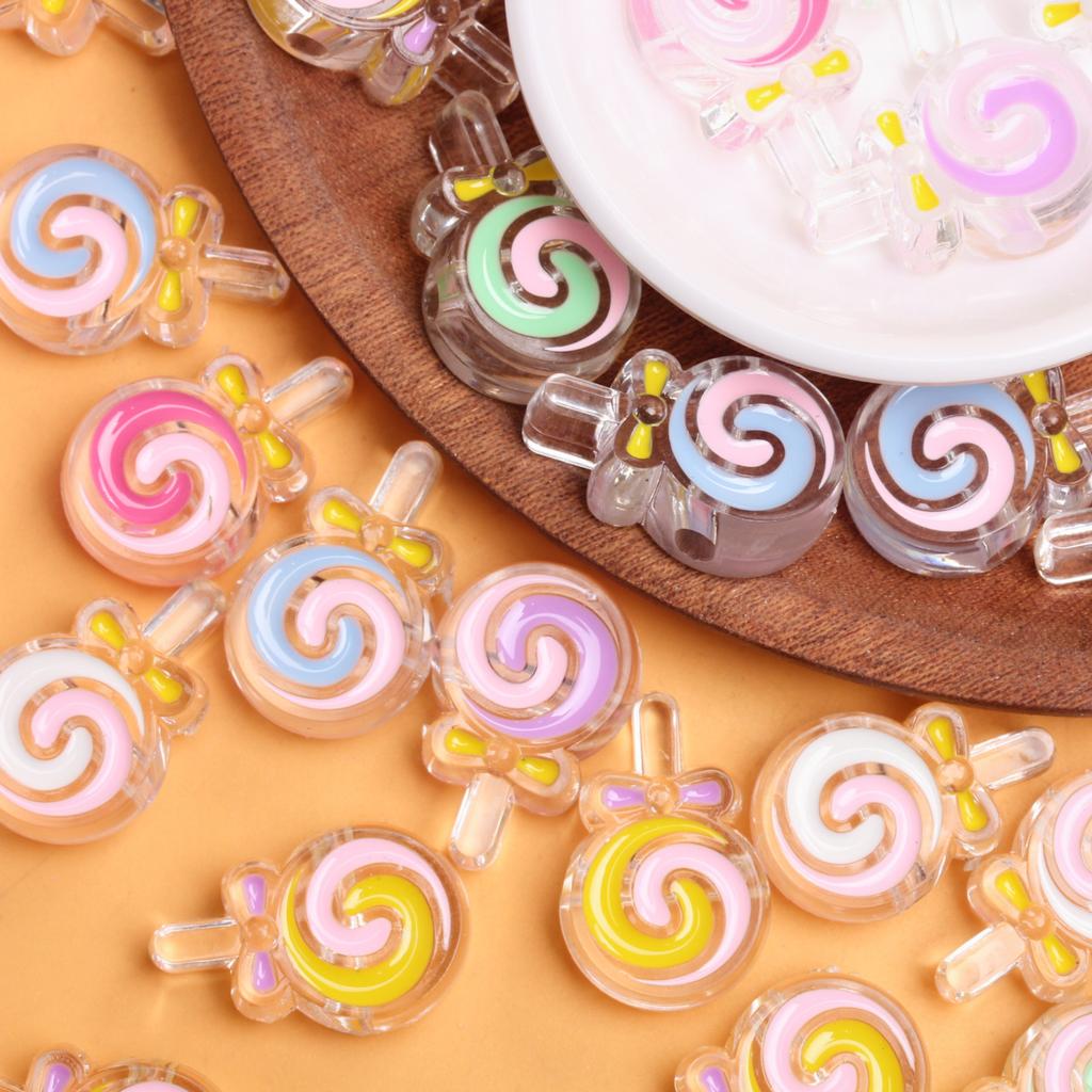 200pcs Lollipop Drip Oil Acrylic Loose Beads Hair Accessories Bracelet Beaded DIY Handmade Head Rope Material Mobile Phone Chain