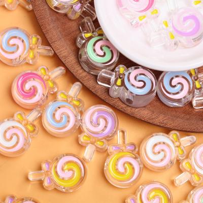 200pcs Lollipop Drip Oil Acrylic Loose Beads Hair Accessories Bracelet Beaded DIY Handmade Head Rope Material Mobile Phone Chain