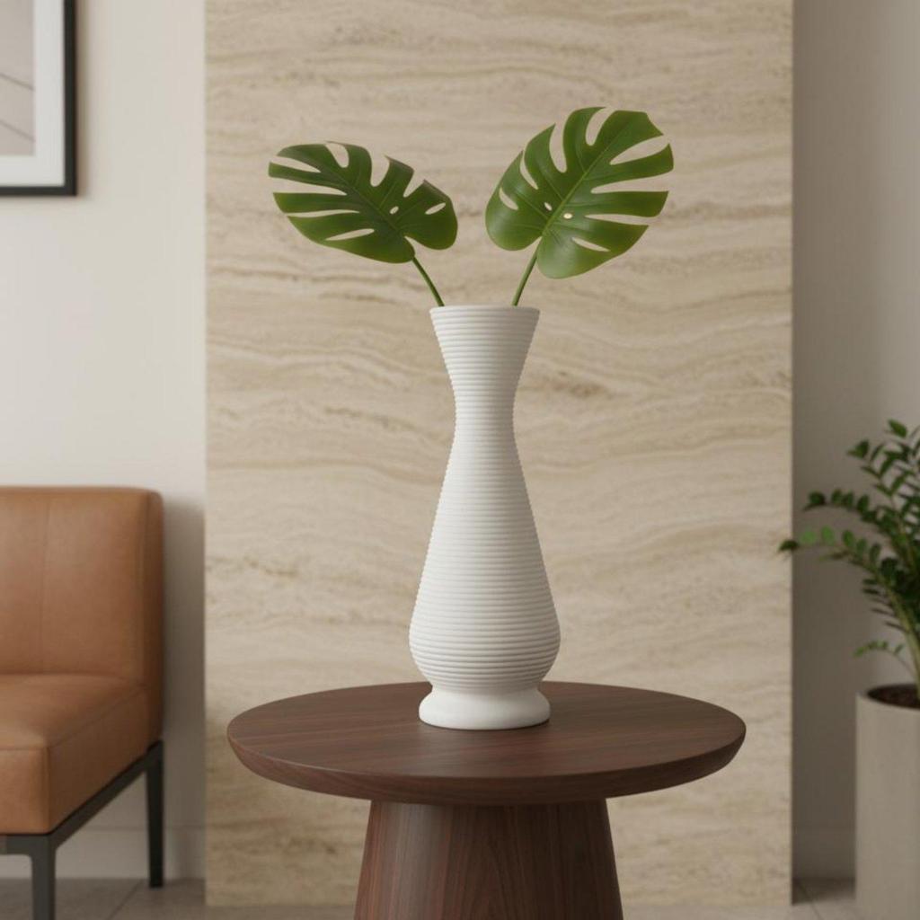 Gourd Shaped Vase Nordic type Tall Ribbed Vase Holds Floral Water Holder Container for Living Room, Office, Entryway