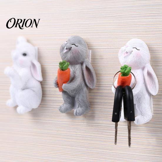 Nail Free Key Holders Easter Rabbit Cartoon Sticky Hook, Resin Adhesive Wall Hanger, Small Item Organizers Bunny Decorative Storage Hook for