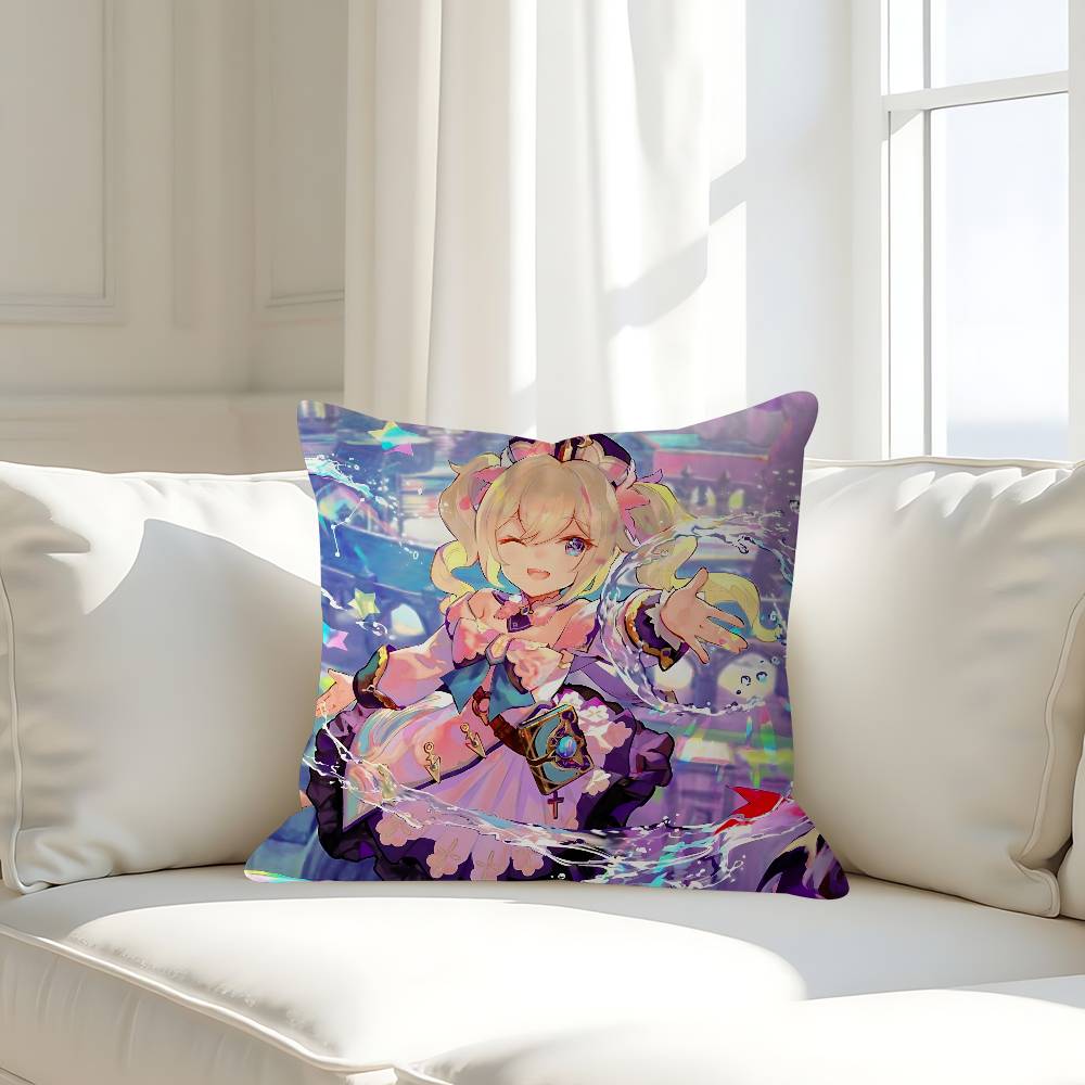 

G-Genshin Impact Barbara Pillow Case Removable Washable Cushion Cover – All-Season Soft Linen 16x16Inch