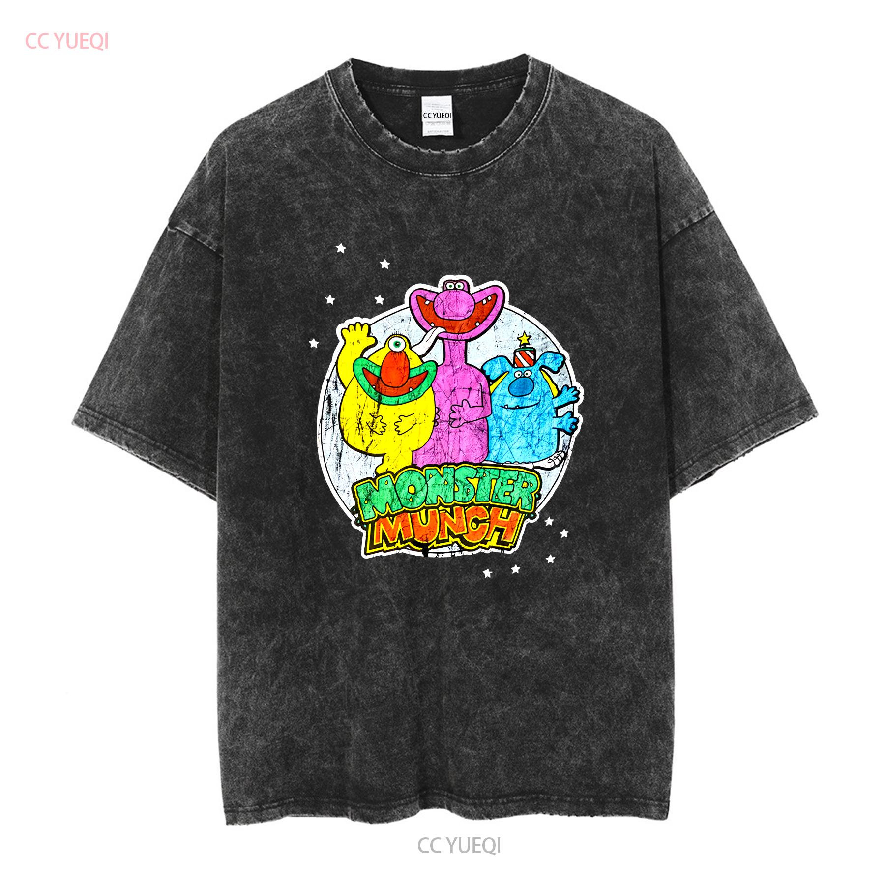 

Monster Munch Black d T Shirt Mens vintage Washed Unisex Soft homme fashion Breathable Top For Everyday Wear Stretched 4XL