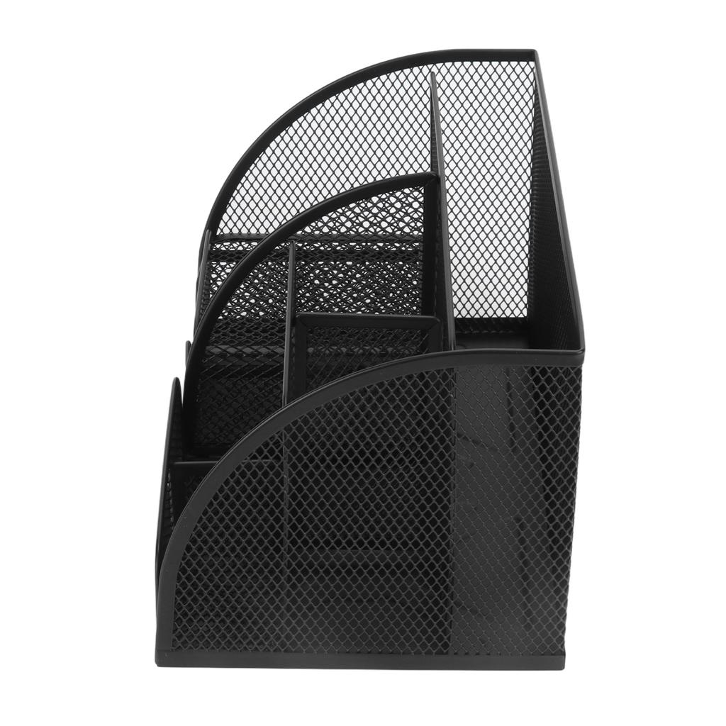 Desktop Mesh Pen Storage Holder 7 Compartments Multifunction Black for Home Sturdy Office