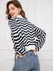 Women's Retro Striped V-Neck Button Knit Cardigan – Long Sleeve, Hollow Design for Autumn/Winter