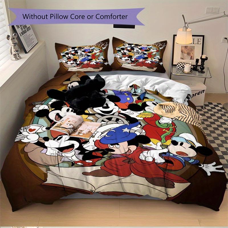 3pcs Mickey Mouse 90th Anniversary Printed Bedding Set, Soft and Comfortable Quilt Cover for Bedroom, Guest Room (1 Duvet Cover + 2 Pillowcases,