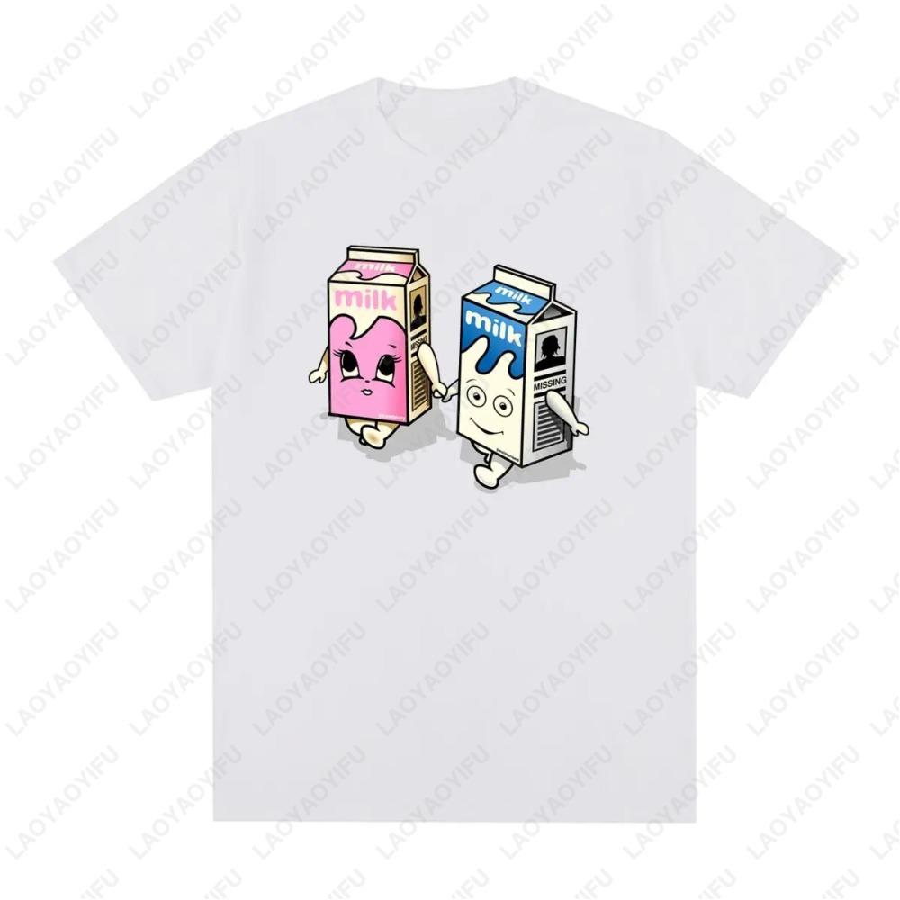 Milk Vintage Tshirt Funny Cotton Woman Summer Fashion Casual Leisure Cute Style Regular Classic Cotton Womens T Shirt