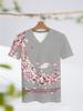2026 Summer Style V-Neck T-Shirt Street Casual Fashion Comfortable Soft Breathable 3D Flower Pattern Print