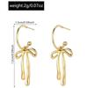 Fashion Personalized Metal Bow Earrings Temperament Simple Design Gold High Sense Stud Earrings