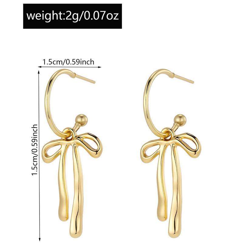 Fashion Personalized Metal Bow Earrings Temperament Simple Design Gold High Sense Stud Earrings