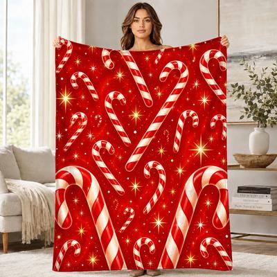 Christmas Candy Cane Coral Fleece Blanket