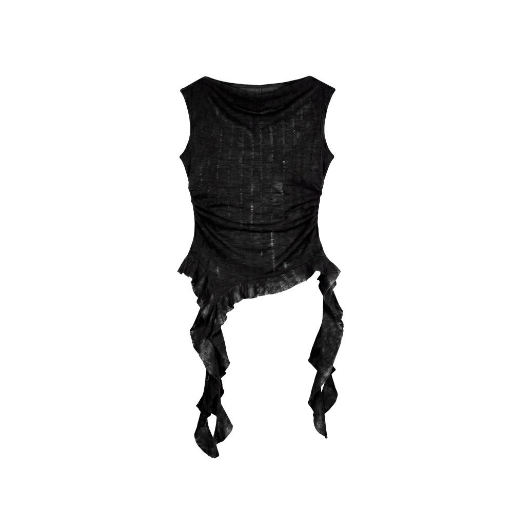HeyHenry Ribbed Waist-Cinching Pleated Vest - American Style Sleeveless Top for Women