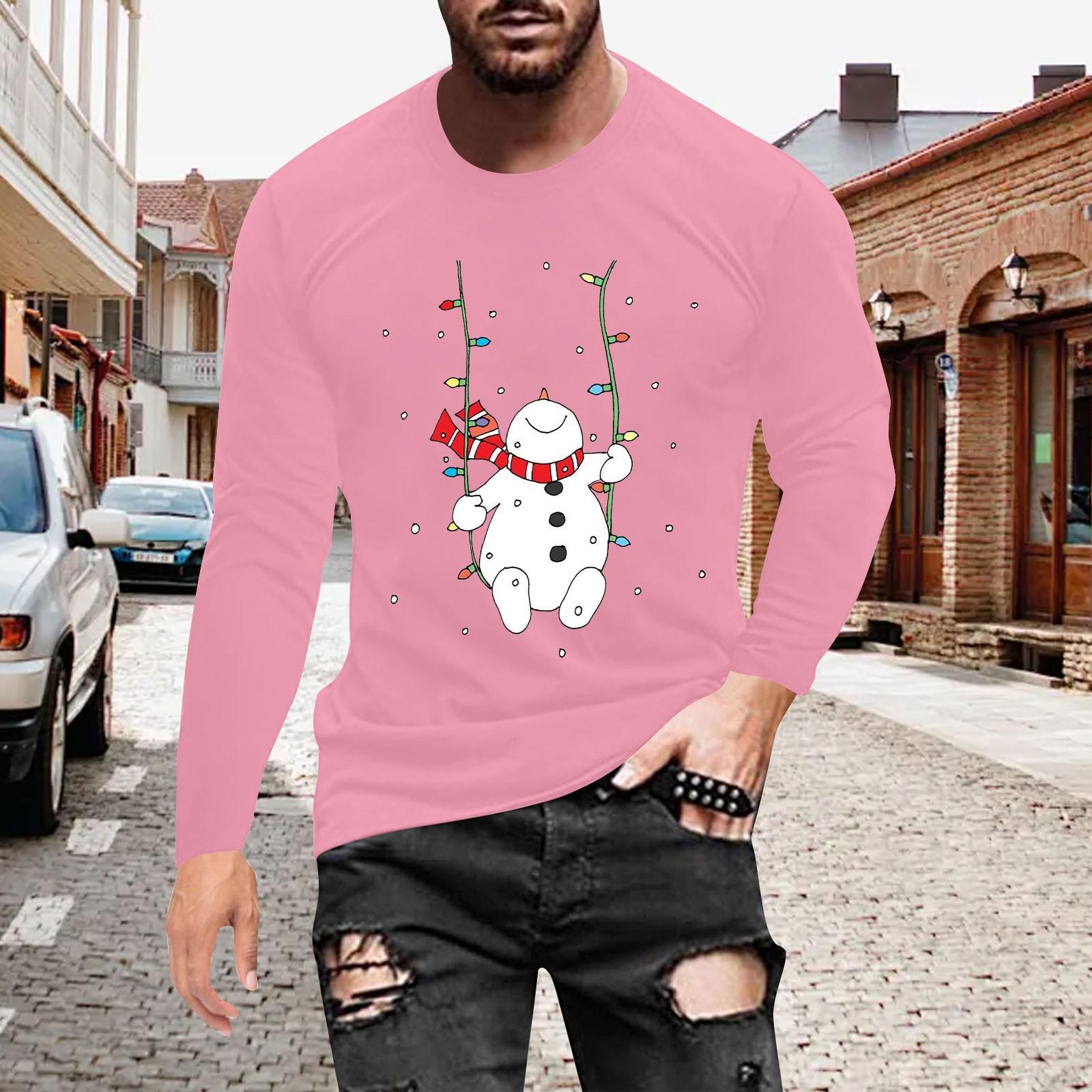 

Муж. Футболка Круглый вырез Одежда Одежда На открытом воздухе Длинный рукав С принтом Модельер Винтаж L розовый