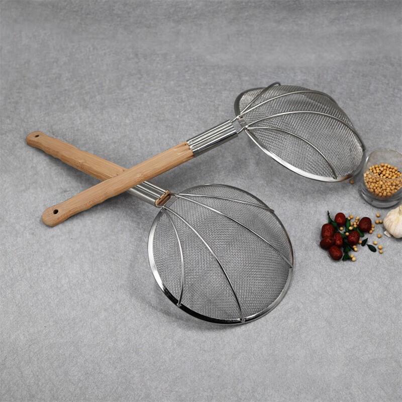 Shi Yong Kommerzieller Edelstahl-Schaumlöffel & Sieb mit Bambusgriff