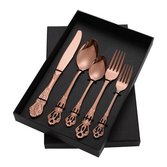 5PCS Tableware Set Stainless Steel Flatware Durable Corrosion Resistant Utensils Elegant Design Cutlery for Dinner Party