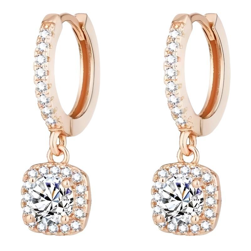 1PC moissanite earrings s925 sterling silver zircon stud earrings women's earrings classic square bag earrings jewelry