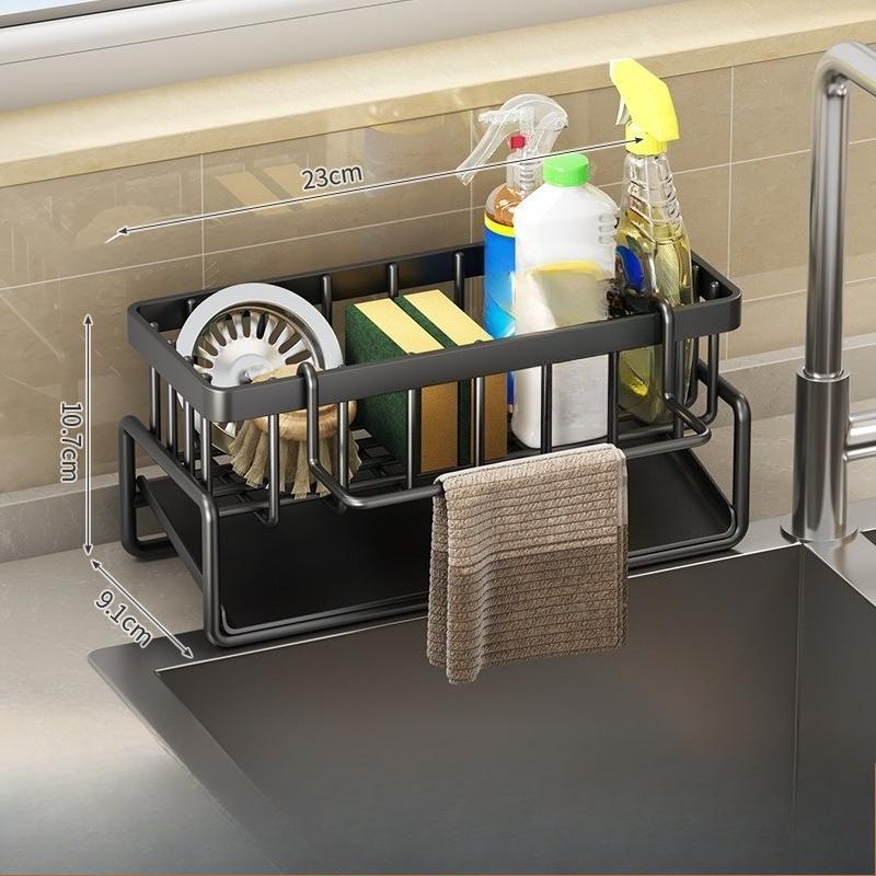 1pcs Effective Draining Kitchen Sponge Shelf, Soap Holder, Stainless Steel Material Is More Sturdy, Slope Design Is Free From Water Accumulation чёрный